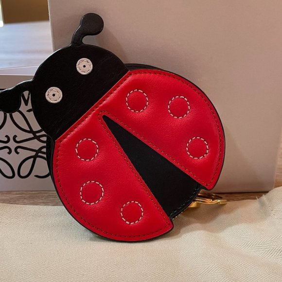 Loewe Accessories - LOEWE Ladybug Leather Charm In Red/Black Keychain